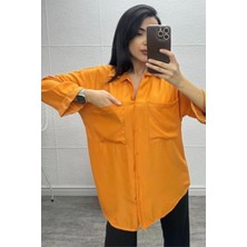 Ded Collection Kadın Salaş Oversize Turuncu Gömlek