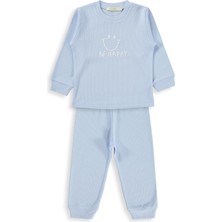 Mini Damla Minidamla Gülen Yüz Baskılı 1-6 Yaş Pijama Takımı - Mavi