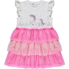 Civil Girls Unicorn Baskılı  2-5 Yaş Elbise - Fusya