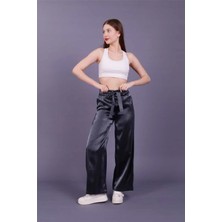 Ded Collection Kadın Parlak Saten Bol Paça Pantolon