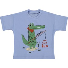 Civil Baby Timsah Baskılı 6-18 Ay Tişört - Mavi