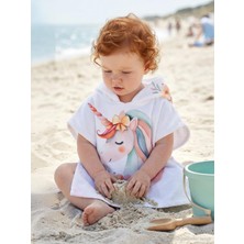 Civil Baby Unicorn Baskılı Panço Bornoz - Kırık Beyaz