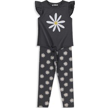 Civil Girls Papatya Desenli 6-9 Yaş Takım - Gri