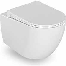Dura Bagno Siena Asma Klozet Rimless 52,5 cm Yavaş Kapanır Kapak Dahil Beyaz | dbo.36.01.03.03