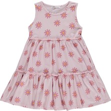 Civil Girls Papatya Desenli 6-9 Yaş Elbise - Pudra