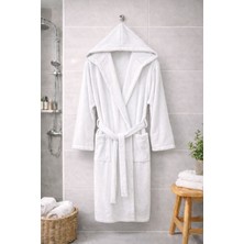 Mysoft Home Bornoz Kadife Kapüşonlu  %100 Pamuk