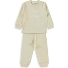 Mini Damla Minidamla Gülen Yüz Baskılı 1-6 Yaş Pijama Takımı - Bej