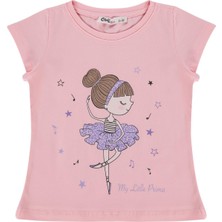 Civil Girls Balerin Kız Baskılı 2-5 Yaş Tişört  - Pembe