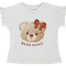Civil Baby Bear Hugs Baskılı Fırfırlı 6-18 Ay Tişört  - Ekru