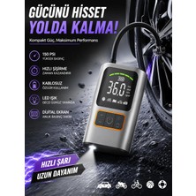 150PSI 3600MAH Dijital Taşınabilir Araç Hava Kompresörü Powerbank LED Işıklı Lastik Şişirme Pompası