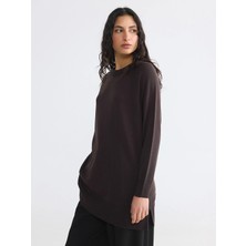 Lcw Modest Kahverengi Bisiklet Yaka Kadın Triko Tunik