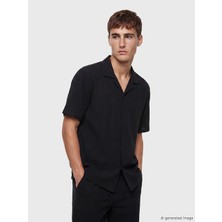 Lcw Vision Siyah Regular Fit Krinkle Erkek Gömlek