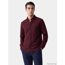 Lcw Vision Bordo Regular Fit Armürlü Erkek Gömlek