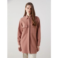 Lcw Modest Pembe Dokulu Oversize Kadın Gömlek Tunik