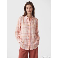 Lcw Modest Pembe Ekose Oversize Kadın Gömlek Tunik