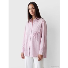 Lcw Modest Pembe Çizgili Kadın Gömlek Tunik