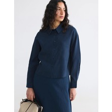 Lcw Modest Lacivert Modal Karışımlı Kadın Gömlek