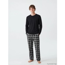 LC Waikiki Lc Waıkıkı Siyah Standart Kalıp Erkek Pijama Takımı