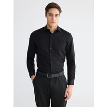 Lcw Busıness Siyah Regular Fit Armürlü Erkek Gömlek