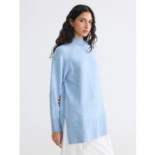 Lcw Modest Mavi Yarım Balıkçı Yaka Oversize Kadın Triko Tunik