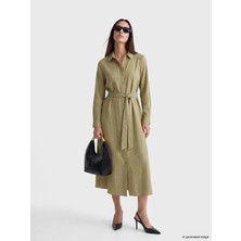 LC Waikiki Lcw Everyday Yeşil Oversize Gofre Kadın Gömlek Tunik