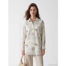 Lcw Modest Karışık Desenli Oversize Kadın Gömlek Tunik