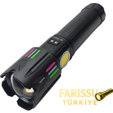 farissu Gold Silver GS-15150 Profesyonel Şarjlı El Feneri | 11000 Lümen 110W Projektör Devasa Lityum Pilli