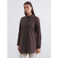 Lcw Modest Kahverengi Dokulu Kadın Gömlek Tunik