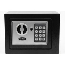 Kayatex Online Mini Çelik Kasa - Elektronik Şifreli ve Anahtarlı Ev Ofis Otel Tipi Para Kasası Siyah (17X23X17 Cm)