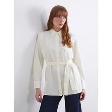 LC Waikiki Lcwaıkıkı Classic Sarı Kuşaklı Kadın Gömlek Tunik