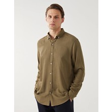 Lcw Vision Yeşil Slim Fit Uzun Kollu Armürlü Erkek Gömlek