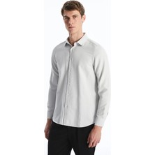 Lcw Eco Gri Slim Fit Uzun Kollu Armürlü Erkek Gömlek