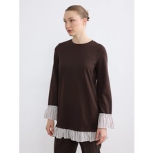 LC Waikiki Lcwaıkıkı Classic Kahverengi Bisiklet Yaka Soft Touch Kadın Tunik