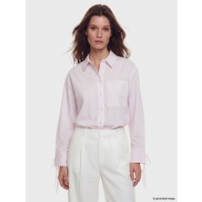 Lcw Modest Pembe Çizgili Oversize Kadın Gömlek Tunik