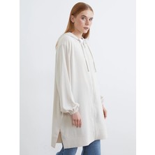 Lcw Modest Bej Kapüşonlu Oversize Kadın Tunik