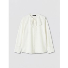 Lcw Modest Ekru Bebe Yaka Nakışlı Kadın Gömlek Tunik