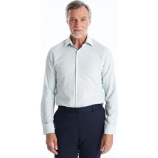 Lcw Busıness Yeşil Slim Fit Uzun Kollu Armürlü Erkek Dokulu Gömlek