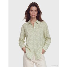 Lcw Modest Yeşil Desenli Oversize Kadın Gömlek Tunik