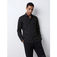 Lcw Busıness Siyah Slim Fit Armürlü Erkek Gömlek
