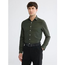 Lcw Busıness Haki Slim Fit Armürlü Erkek Gömlek