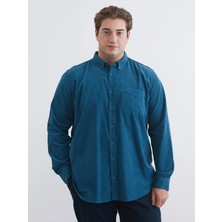LC Waikiki Lcwaıkıkı Classic Mavi Regular Fit Uzun Kollu Kadife Erkek Gömlek