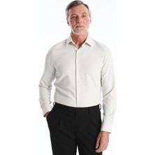 Lcw Busıness Bej Slim Fit Uzun Kollu Armürlü Erkek Dokulu Gömlek
