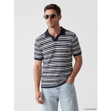 LC Waikiki Lcwaıkıkı Classic Lacivert Polo Yaka Çizgili Erkek Tişört