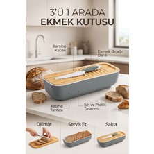 4Berry 3’ü 1 Arada Ekmek Kutusu – Bambu Kapaklı, Kesme Tahtalı ve Bıçaklı Ekmek Saklama Kabı