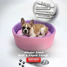 Xpermate Kedi ve Köpek Yatağı Küçük Irk Köpek Yuvası Sünger Simit 55 cm Pembe Lila