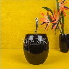 Miarik Design Dekoratif Sıyah Mermer Oval Çöp Kovası