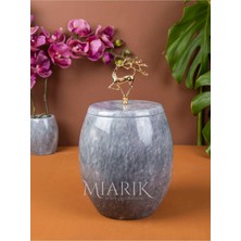 Miarik Design Dekoratif Mermer Yaprak Aksesuarli Oval Çöp Kovası