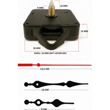 Hobialem Sessiz Akar Duvar Saati Mekanizması – 16 mm Şaft Askılı– Metal Akrep Yelkovan Saniye Seti