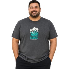 Battal Moda Battalmoda Erkek Büyük Beden Antrasit Bisiklet Yaka Kısa Kollu Trail Tişört 3xl-4xl-5xl-6xl