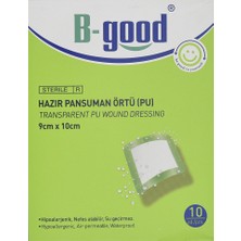 B-Good Şeffaf Pansuman Örtüsü 9x10 cm Hipoalerjenik Su Geçirmez 10lu Paket